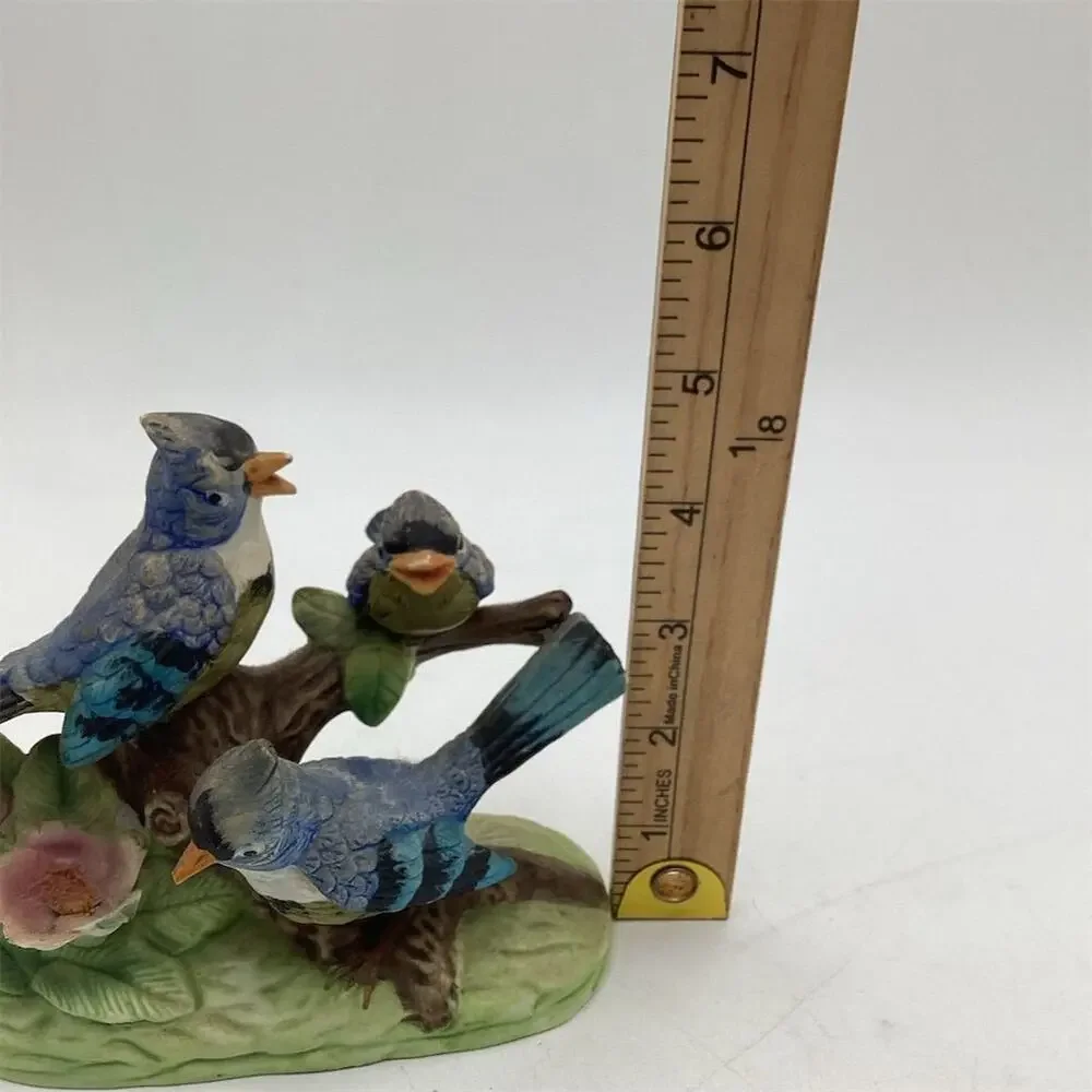 Andrea by Sadek‎ Vintage Bluebird Figurine White with Floral Accents